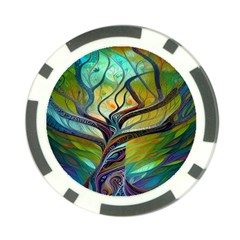 Tree Magical Colorful Abstract Metaphysical Poker Chip Card Guard by Ravend