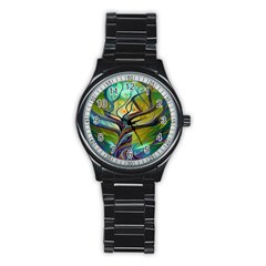 Tree Magical Colorful Abstract Metaphysical Stainless Steel Round Watch by Ravend