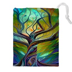 Tree Magical Colorful Abstract Metaphysical Drawstring Pouch (4xl) by Ravend