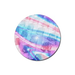 Polygons Bokeh Geometric Art Geometric Background Rubber Coaster (round) by Ravend