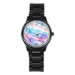 Polygons Bokeh Geometric Art Geometric Background Stainless Steel Round Watch Front