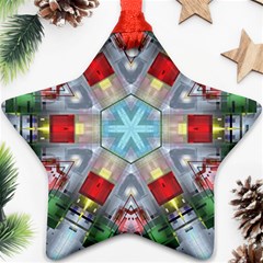 Geometric Symmetrical Symmetry Data Futuristic Star Ornament (two Sides) by Ravend