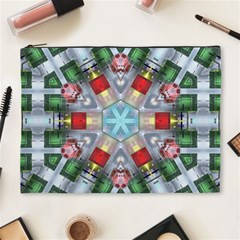 Geometric Symmetrical Symmetry Data Futuristic Cosmetic Bag (xl) by Ravend