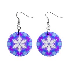 Snowflake Kaleidoscope Template Background Mini Button Earrings by Ravend