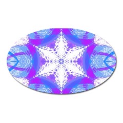 Snowflake Kaleidoscope Template Background Oval Magnet by Ravend