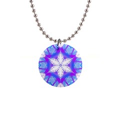 Snowflake Kaleidoscope Template Background 1  Button Necklace by Ravend