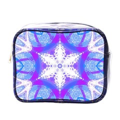 Snowflake Kaleidoscope Template Background Mini Toiletries Bag (one Side) by Ravend