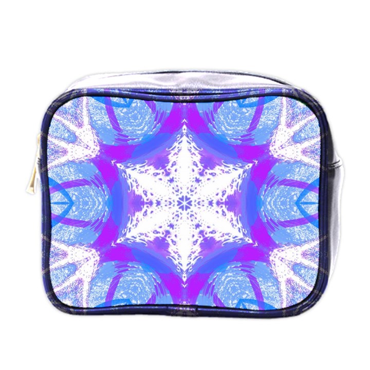 Snowflake Kaleidoscope Template Background Mini Toiletries Bag (One Side)