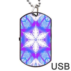 Snowflake Kaleidoscope Template Background Dog Tag Usb Flash (one Side) by Ravend