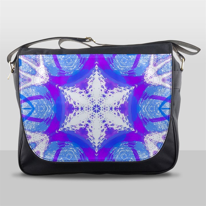 Snowflake Kaleidoscope Template Background Messenger Bag