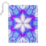 Snowflake Kaleidoscope Template Background Drawstring Pouch (4XL) Back