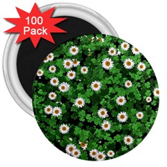 Daisies Clovers Lawn Digital Drawing Background 3  Magnets (100 Pack) by Ravend