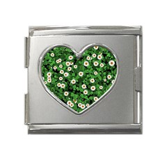 Daisies Clovers Lawn Digital Drawing Background Mega Link Heart Italian Charm (18mm)