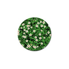 Daisies Clovers Lawn Digital Drawing Background Golf Ball Marker by Ravend