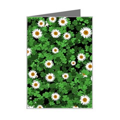 Daisies Clovers Lawn Digital Drawing Background Mini Greeting Card