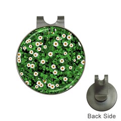 Daisies Clovers Lawn Digital Drawing Background Hat Clips With Golf Markers by Ravend