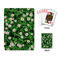 Daisies Clovers Lawn Digital Drawing Background Playing Cards Single Design (rectangle)