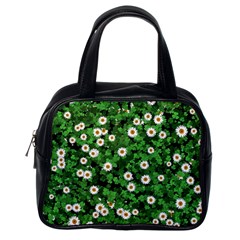 Daisies Clovers Lawn Digital Drawing Background Classic Handbag (one Side) by Ravend