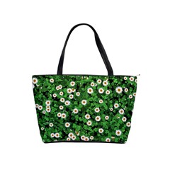 Daisies Clovers Lawn Digital Drawing Background Classic Shoulder Handbag by Ravend