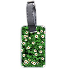 Daisies Clovers Lawn Digital Drawing Background Luggage Tag (two Sides) by Ravend