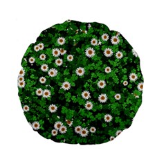 Daisies Clovers Lawn Digital Drawing Background Standard 15  Premium Flano Round Cushions by Ravend