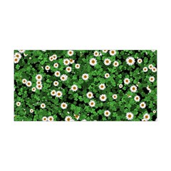 Daisies Clovers Lawn Digital Drawing Background Yoga Headband by Ravend