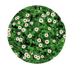 Daisies Clovers Lawn Digital Drawing Background Mini Round Pill Box (pack Of 3) by Ravend