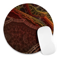 Fractal Pattern Geometric Pattern Disintegration Round Mousepad by Ravend