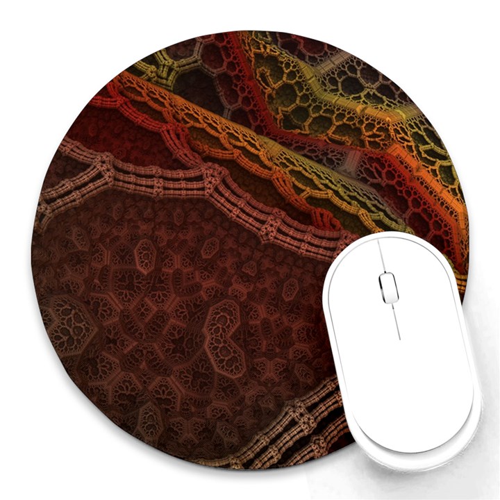 Fractal Pattern Geometric Pattern Disintegration Round Mousepad