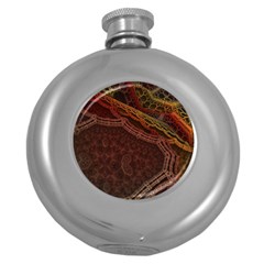 Fractal Pattern Geometric Pattern Disintegration Round Hip Flask (5 Oz) by Ravend