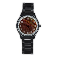 Fractal Pattern Geometric Pattern Disintegration Stainless Steel Round Watch by Ravend