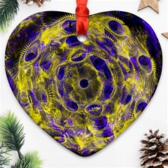 Fractal Glowing Kaleidoscope Ornament (heart) by Ravend