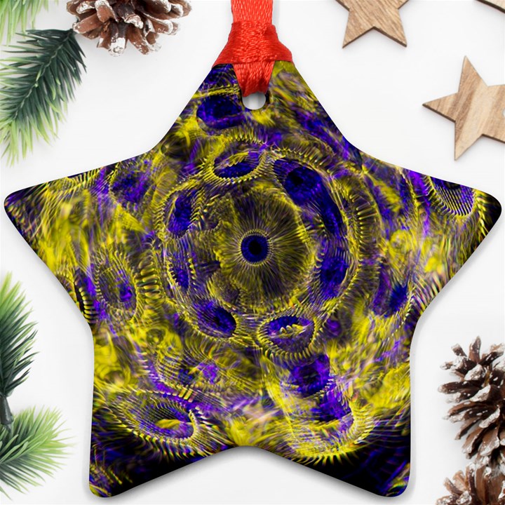 Fractal Glowing Kaleidoscope Star Ornament (Two Sides)