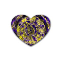 Fractal Glowing Kaleidoscope Rubber Coaster (heart) by Ravend