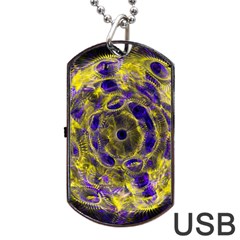 Fractal Glowing Kaleidoscope Dog Tag Usb Flash (one Side) by Ravend