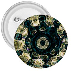 Fractal Glowing Kaleidoscope Wallpaper Art Design 3  Buttons by Ravend