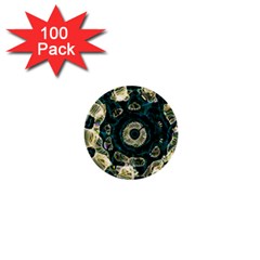 Fractal Glowing Kaleidoscope Wallpaper Art Design 1  Mini Buttons (100 Pack)  by Ravend