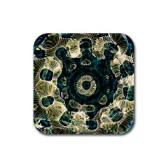 Fractal Glowing Kaleidoscope Wallpaper Art Design Rubber Coaster (square) by Ravend