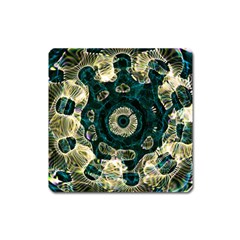 Fractal Glowing Kaleidoscope Wallpaper Art Design Square Magnet by Ravend