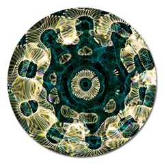 Fractal Glowing Kaleidoscope Wallpaper Art Design Magnet 5  (round) by Ravend