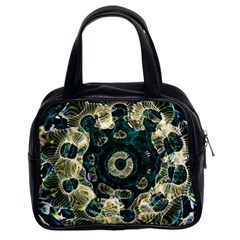 Fractal Glowing Kaleidoscope Wallpaper Art Design Classic Handbag (two Sides) by Ravend