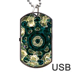 Fractal Glowing Kaleidoscope Wallpaper Art Design Dog Tag Usb Flash (two Sides) by Ravend