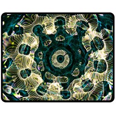 Fractal Glowing Kaleidoscope Wallpaper Art Design Double Sided Fleece Blanket (medium) by Ravend