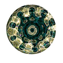 Fractal Glowing Kaleidoscope Wallpaper Art Design Mini Round Pill Box by Ravend