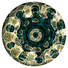 Fractal Glowing Kaleidoscope Wallpaper Art Design Round Trivet by Ravend