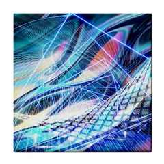 Background Neon Geometric Cubes Colorful Lights Tile Coaster