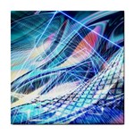 Background Neon Geometric Cubes Colorful Lights Tile Coaster Front