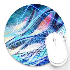 Background Neon Geometric Cubes Colorful Lights Round Mousepad