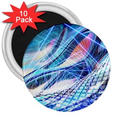 Background Neon Geometric Cubes Colorful Lights 3  Magnets (10 pack) 