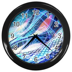 Background Neon Geometric Cubes Colorful Lights Wall Clock (Black)